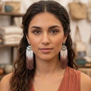 Dip It Up Brown to White Ombre Earrings